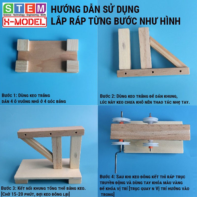 Đồ chơi thông minh, sáng tạo STEM  máy phát điện gỗ mini quay tay X-MODEL ST62 cho bé, Đô chơi trẻ em DIY| Giáo dục STEM