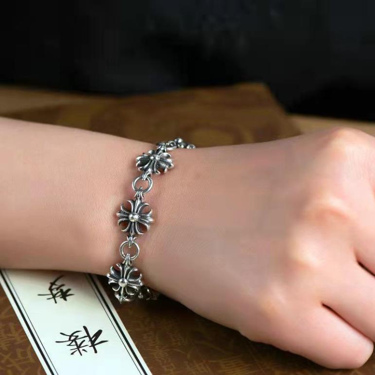 Vòng tay Chrome Hearts Lắc tay nam nữ bạc 925 Lắc tay chuỗi Cross ChromeHeart cao cấp, Trang sức Chrome Hearts HHST00
