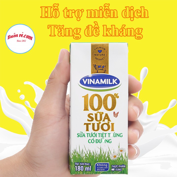 Sữa tươi Vinamik 100% nguyên chất - 1 vỉ 4 hộp 180ml - thơm ngon thuần khiết - 01218 - Buonrecom