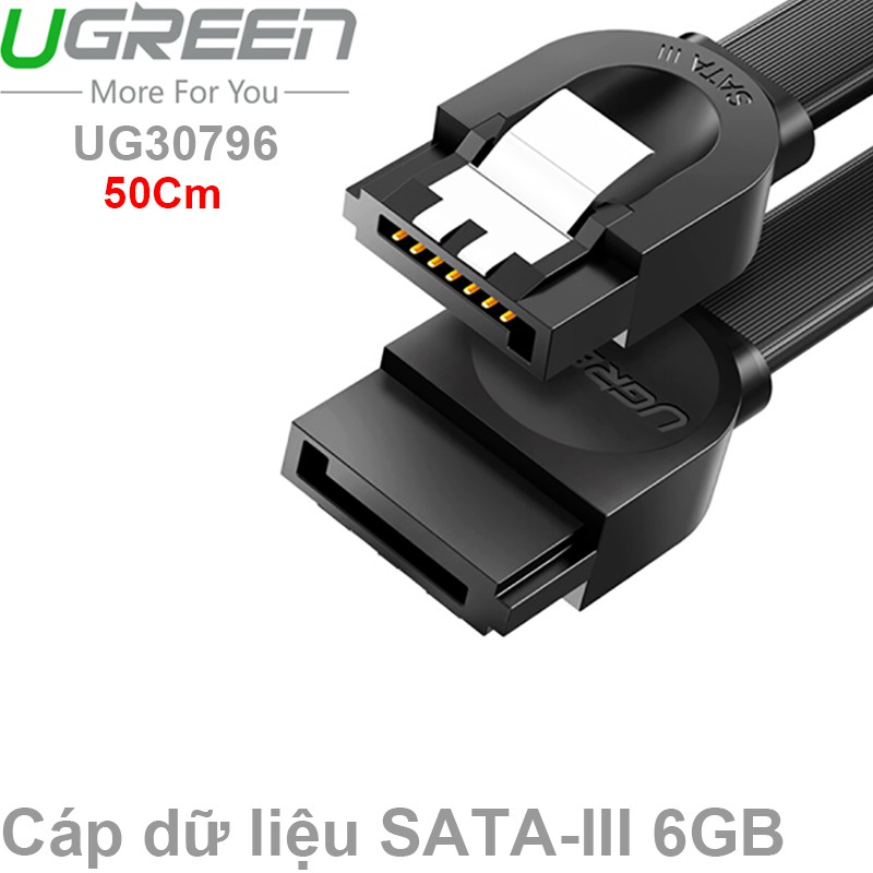 Cáp dữ liệu SATA-III 6GB mỏng dẹt 50Cm Ugreen 30796 (thẳng) sata 3 6GB