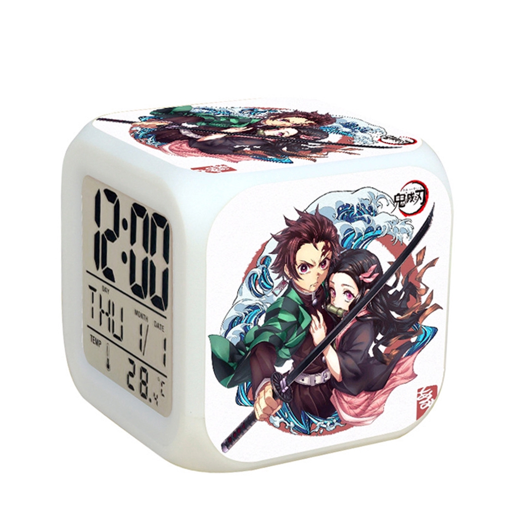 1 Đồng Hồ Báo Thức Đèn Led Thay Đổi Màu Sắc Hình Anime Độc Đáo
