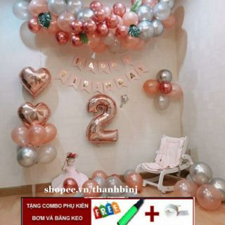 Đủ Y hình Set Bóng Trang Trí sinh nhật mix màu đẹp