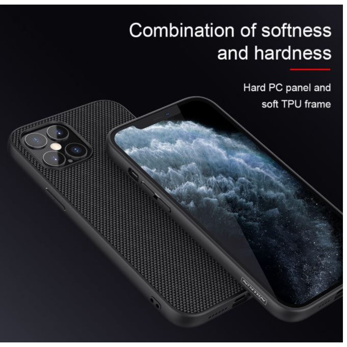 ☘️ĐÃ CÓ IPHONE 12 / PRO / MAX ☘️ Ốp cao cấp Nillkin Textured vân carbon đen siêu mỏng chống bám mồ hôi