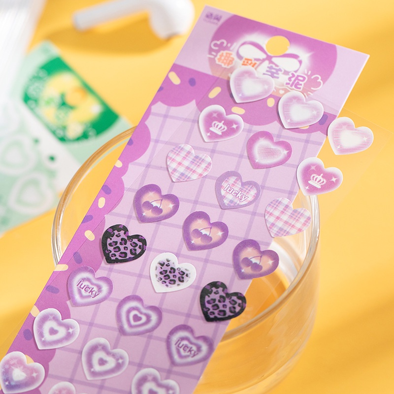 Peach 2Pcs Love base material stickers Heart pounding Journal Scrapbook Decor Sticke