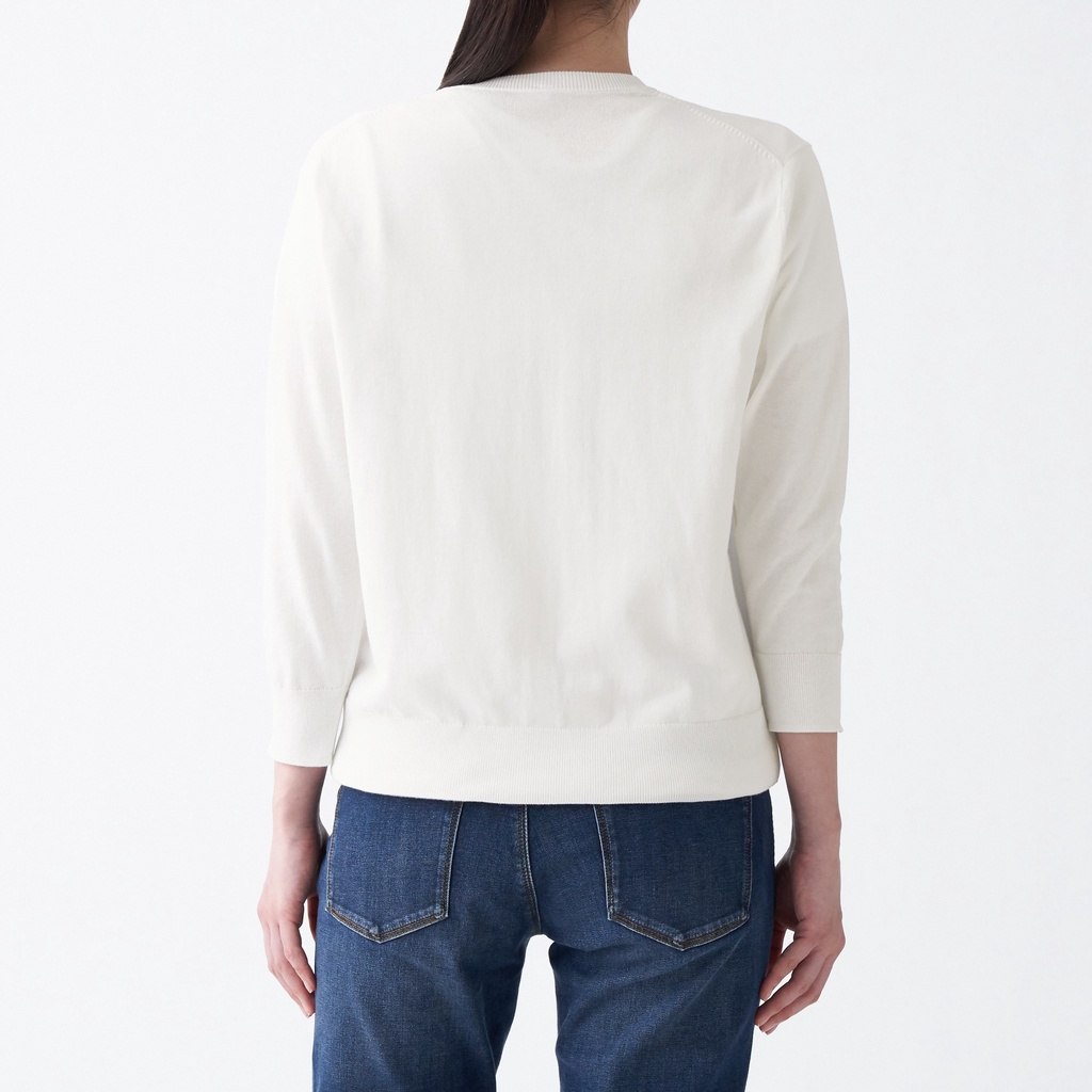 Muji Áo Khoác Cardigan Chống Uv Cổ Tròn High Twisted / Washable