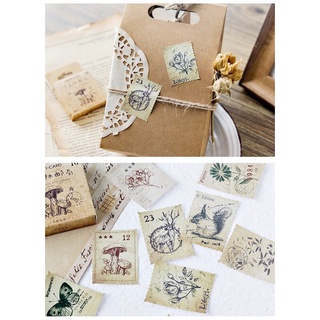 Set 46 sticker vintage tem thư trang trí (003)