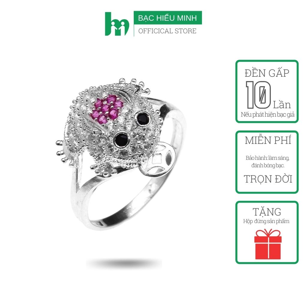 Nhẫn Nữ Bạc Hiểu Minh NU400 Cóc Ngậm Tiền Bảo Hành Vĩnh Viễn