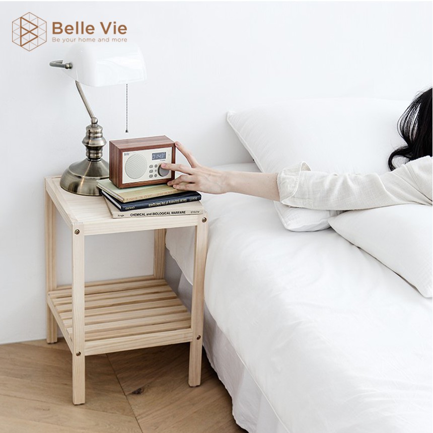 Kệ Đầu Giường Khung Gỗ Mặt Gỗ 2 Tầng  BELLEVIE  Kệ Gỗ Tab Đầu Giường Mặt Gỗ Phong Cách Hàn Quốc | BigBuy360 - bigbuy360.vn