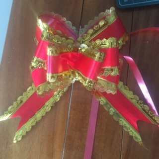 Nơ rút 2 viền vàng( 10 cái/ Lố) Bản nơ 5cm