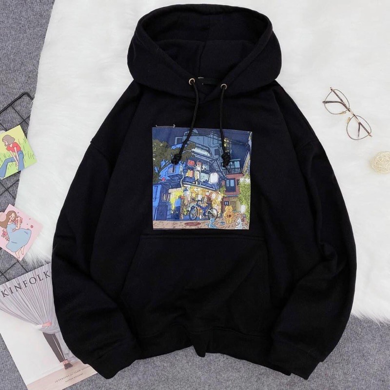 Áo Hoodie Nỉ Lót Bông PHỐ MÈO Unisex