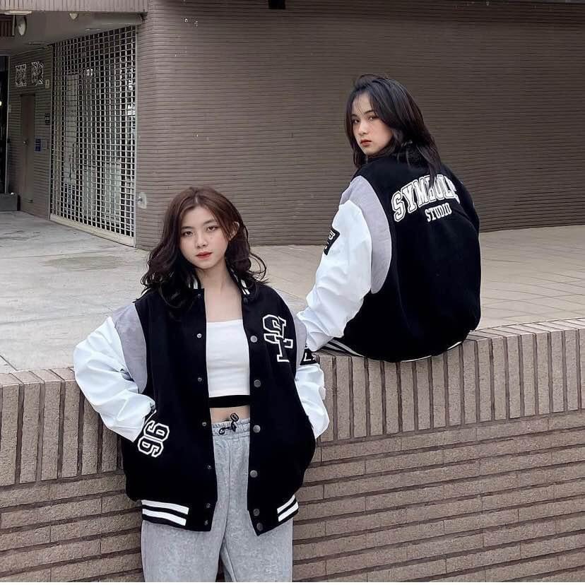 ÁO BOMBER SLB phối màu SIÊU HOT Nam Nữ Unisex Uzzlang Dáng Rộng