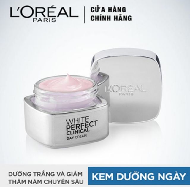 Kem dưỡng làm sáng da giảm thâm nám ngày và đêm L'Oreal Paris White Perfect Clinical