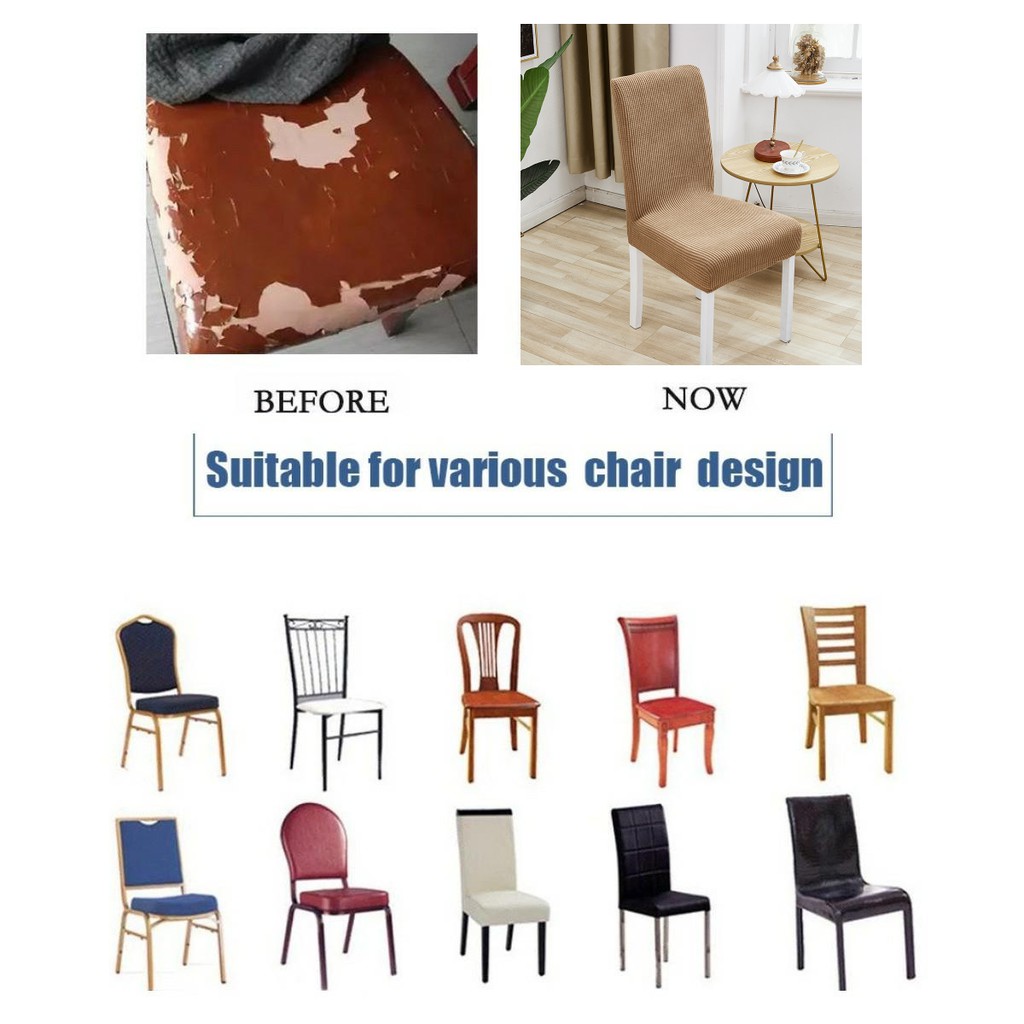 1 Vỏ Bọc Ghế Dệt Kim Dày Dặn Co Giãn Màu Trơn Dành Cho Gia Đình / Quán Cà Phê / Nhà Hàng