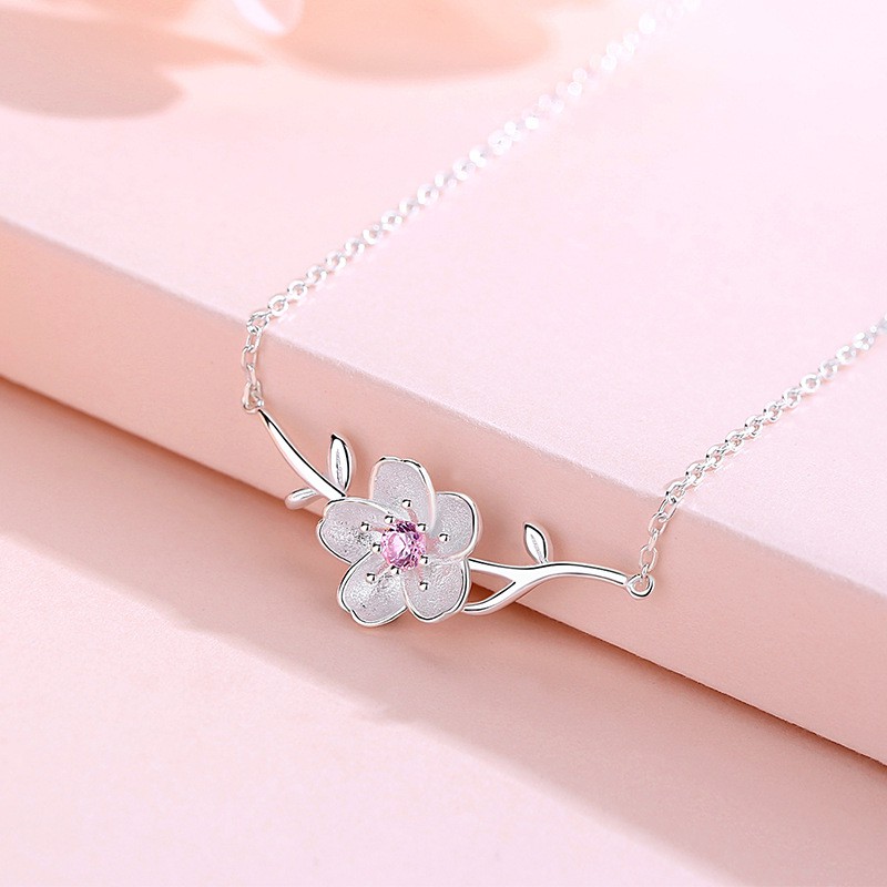 Dây chuyền bạc kiểu dáng hoa đào xinh xắn phong cách Hàn Quốc ANTA Jewelry - ATJ7004