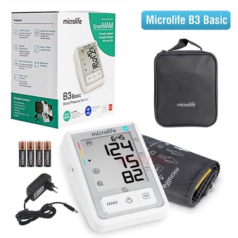 Combo Máy đo huyết áp B3 Basic, Máy đo đường huyết và que thử Microlife