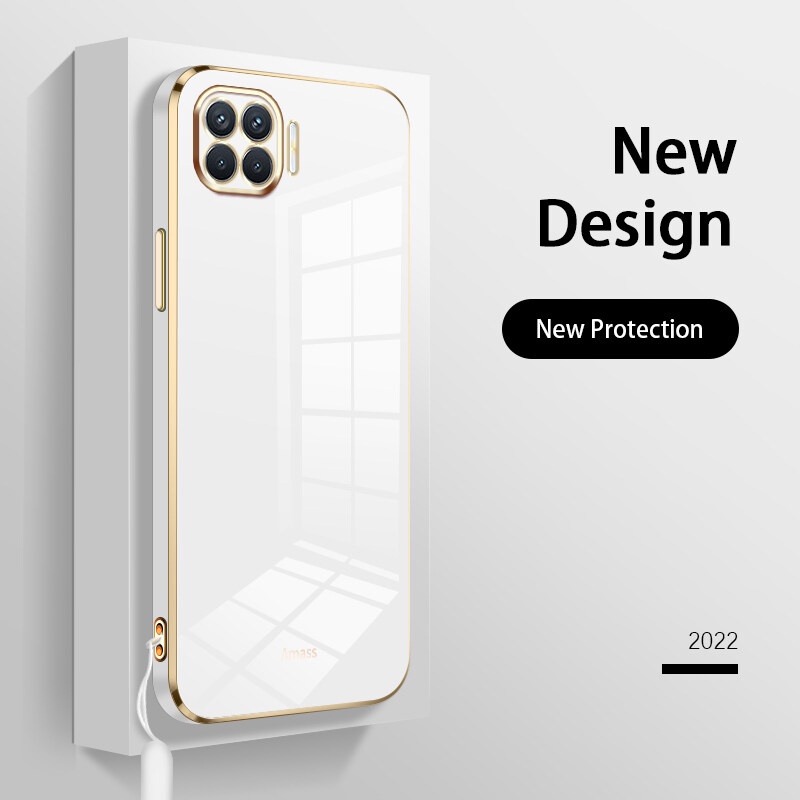 Ốp Điện Thoại Silicon Mạ Viền Sang Trọng Kèm Dây Đeo Cho OPPO A93 2020 Reno 4F F17 Pro