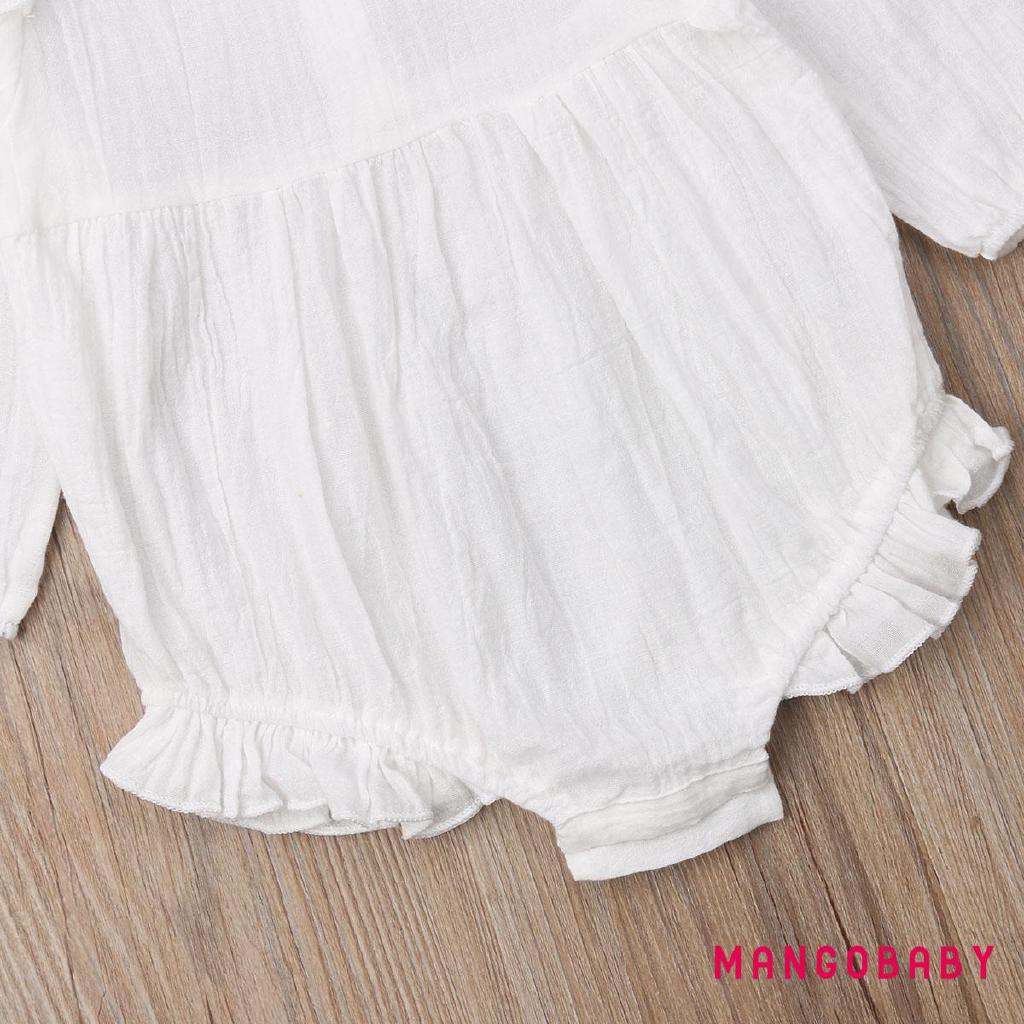 8vb-bộ áo liền quần dài tay cho bé gái mới biết đi Ruffle Body Trang phục