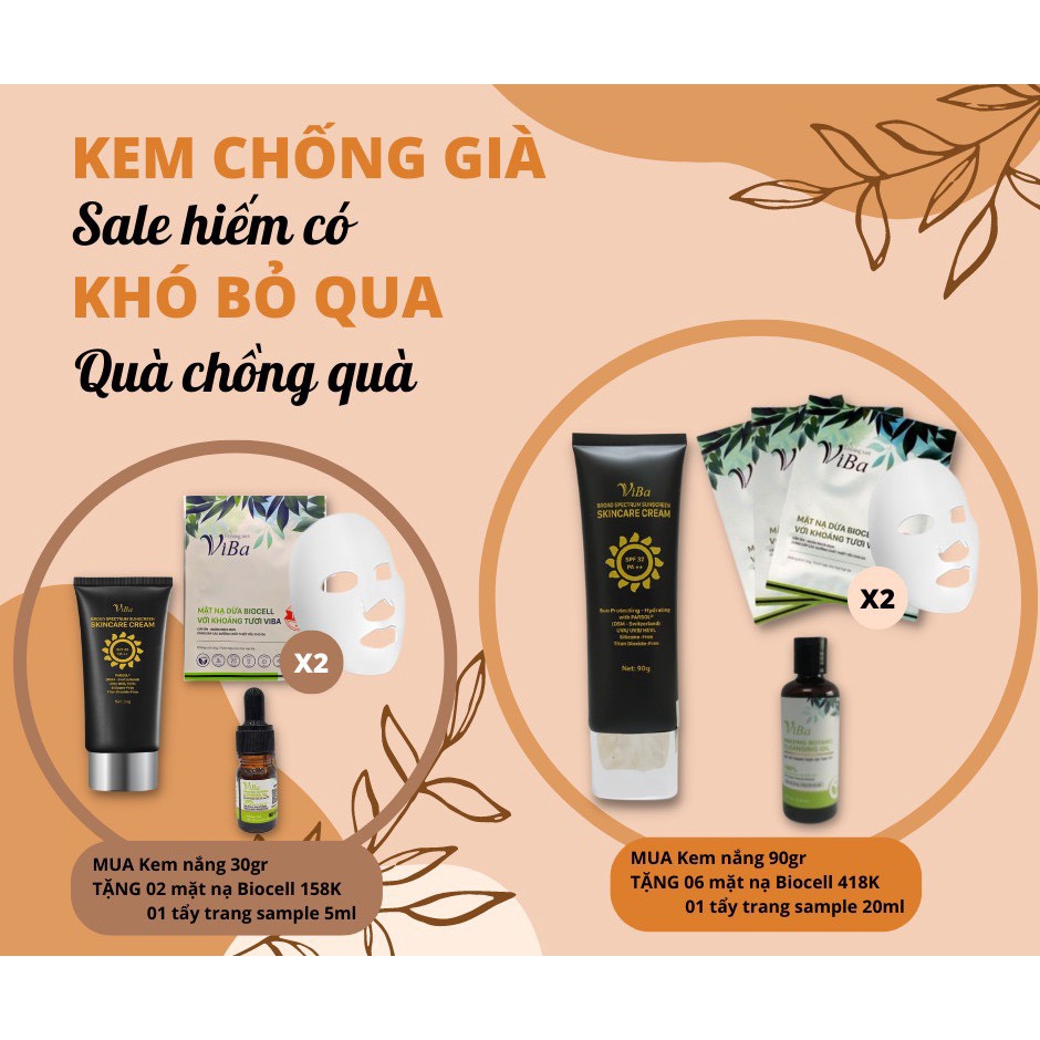 Kem chống nắng phổ rộng VIBA 30gr SPF 32 PA++ chống tia UVA, UVB, hỗ trợ làm chậm quá trình lão hoá HATTA STORE