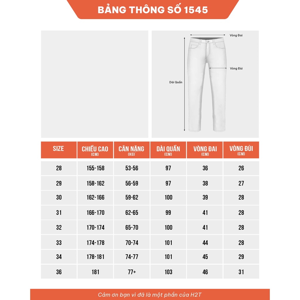 Quần Jeans Nam H2T  Simwood Denim kiểu dáng Slimfit Ôm Chân, Chất Vải Co Giãn Nhẹ Thoải Mái 1545