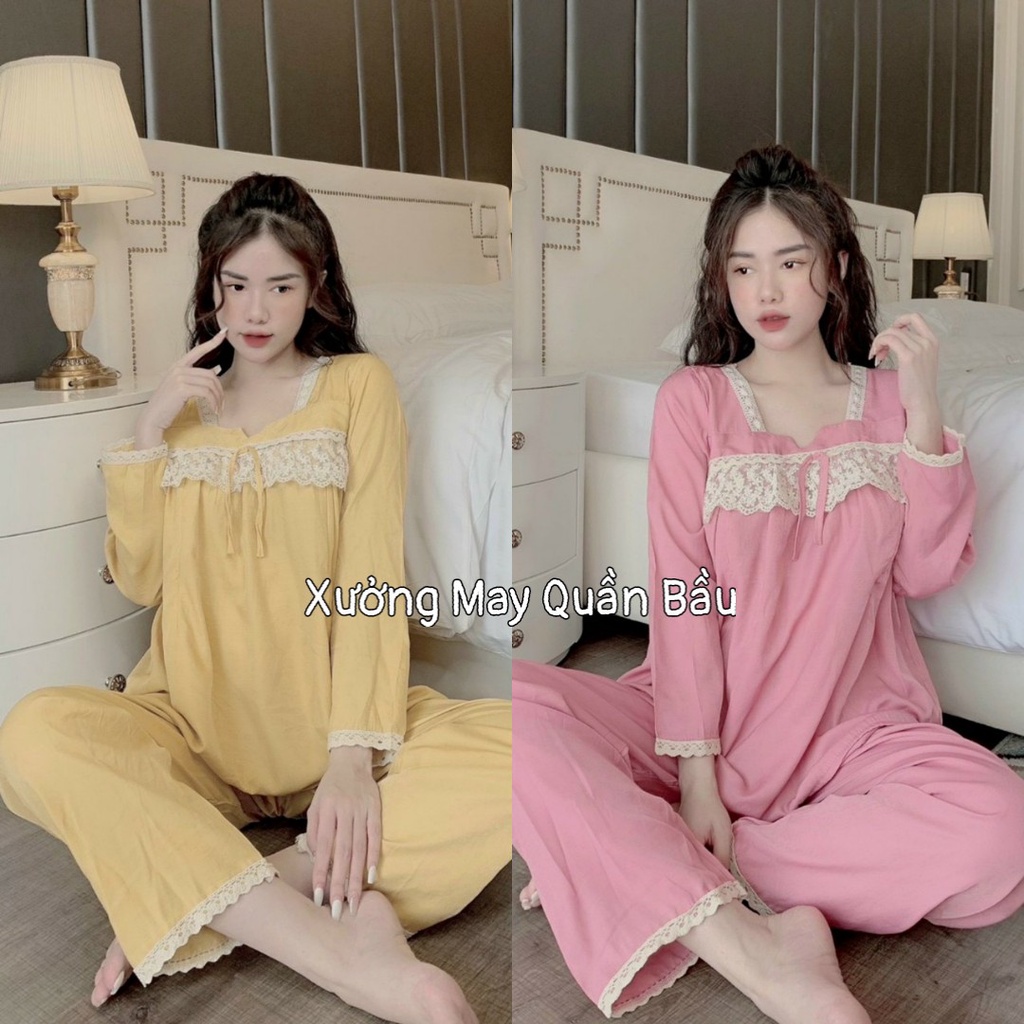 Bộ đồ bầu và sau sinh dài tay HÈ THU CHẤT ĐŨI LỤA ĐẸP mềm mại cho mẹ bầu BD941