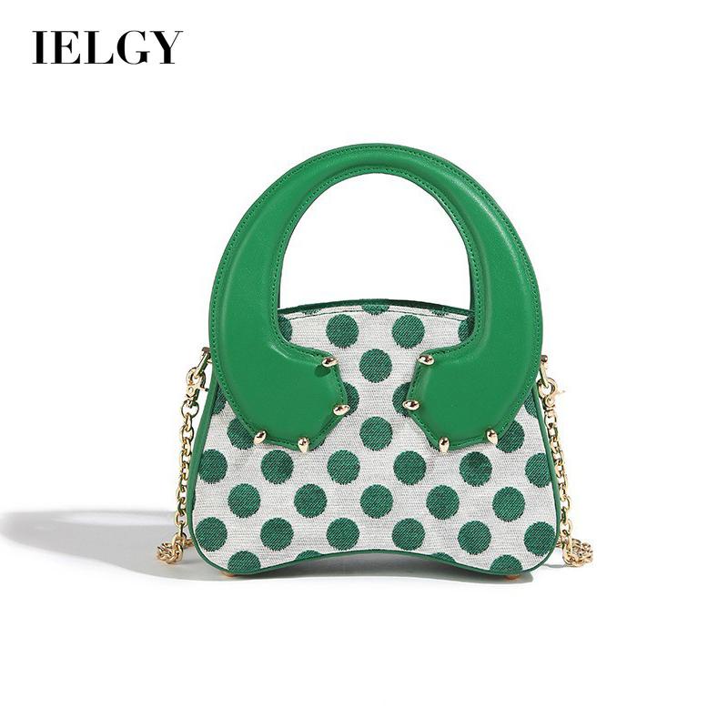 IELGY Túi Đeo Chéo Màu Sắc Tương Phản Phối Dây Xích Thời Trang Cho Nữ