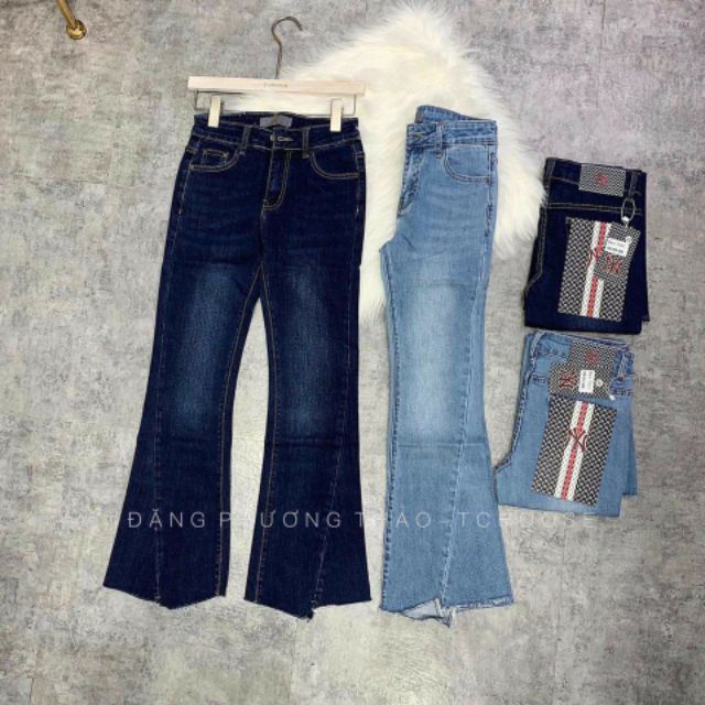 Lenkapas - Quần Jeans ống loe sành điệu hai màu xanh nhạt và đậm (hình thật)