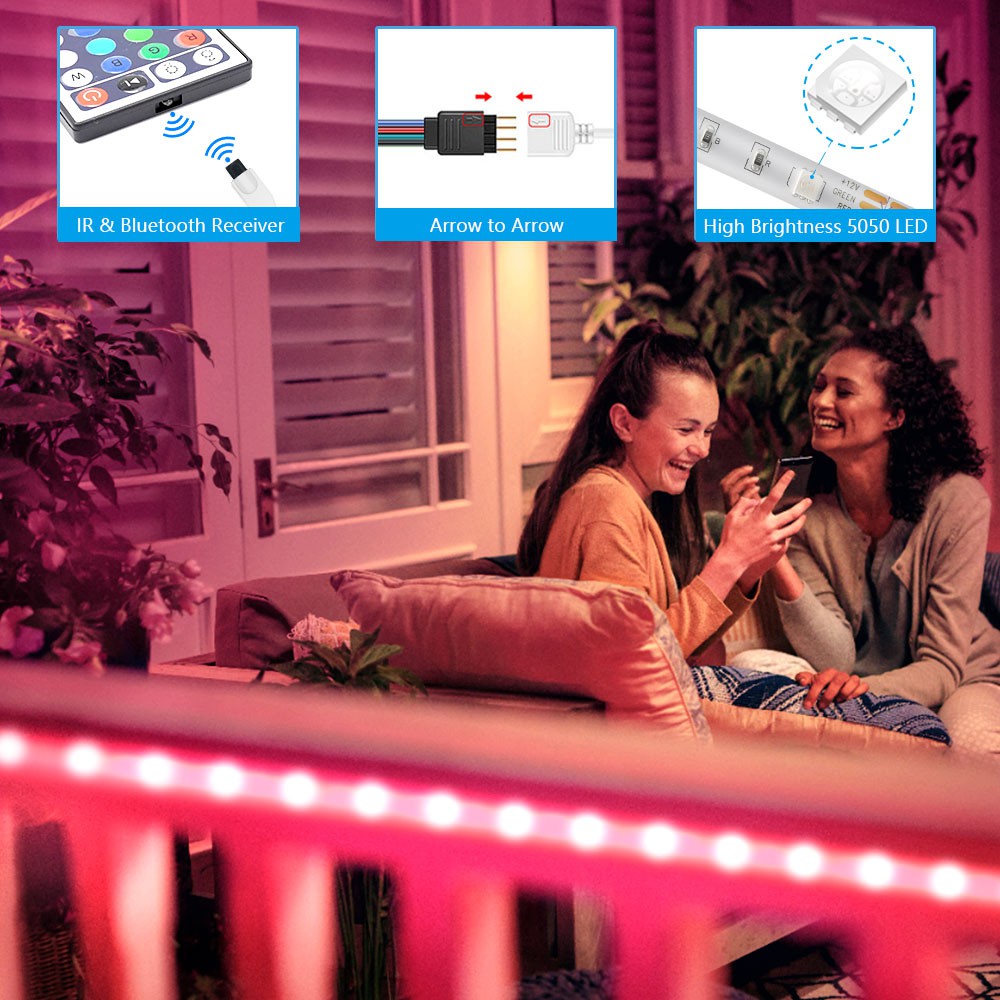Dải Đèn LED Tiktok SGALAS RGB 2835 SMD Chống Thấm Nước DC12V Với Điều Khiển Từ Xa WIFI IR
