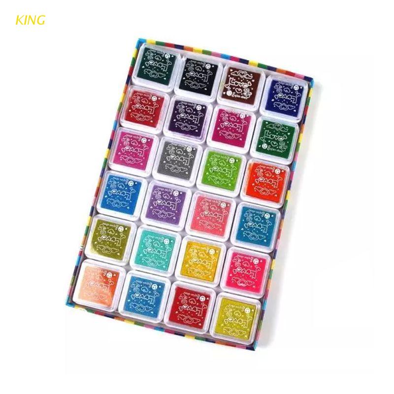 Bộ 24 mực in dấu vân tay mini nhiều màu sắc hỗ trợ giáo dục sớm cho bé DIY
