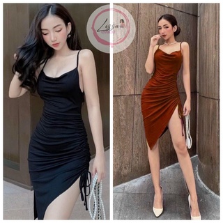 Đầm body hai dây rút khoe chân dài tôn dáng sexy (Giá sỉ) Lissa