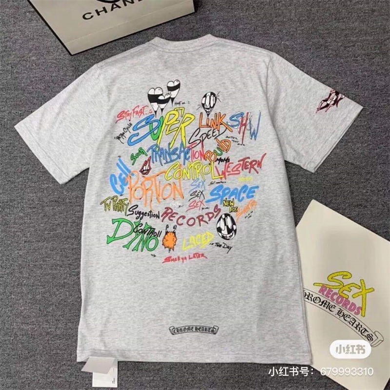 Áo Thun Cotton Ngắn Tay In Hình Chrome Hearts Thời Trang Dành Cho Nam Và Nữ