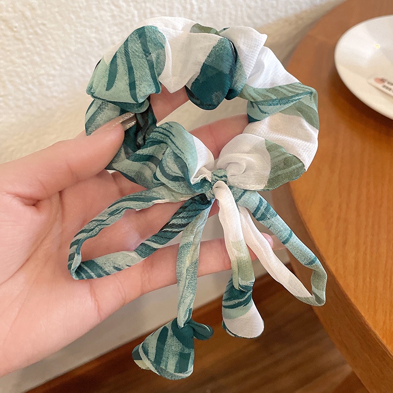 Dây Cột Tóc Bản Lớn Màu Trơn Thiết Kế Hình Nơ Xinh Xắn Cho Nữ