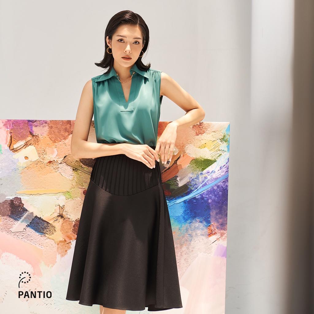 Áo sơ mi chất liệu lụa thiết kế không tay dáng suông FAS32989 - PANTIO