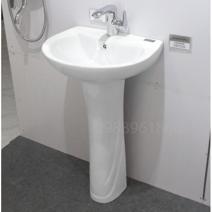 Chậu lavabo rửa mặt + chân đứng (vòi gắn trên mặt lavabo) thời gian bảo hành lên đến 10 năm .