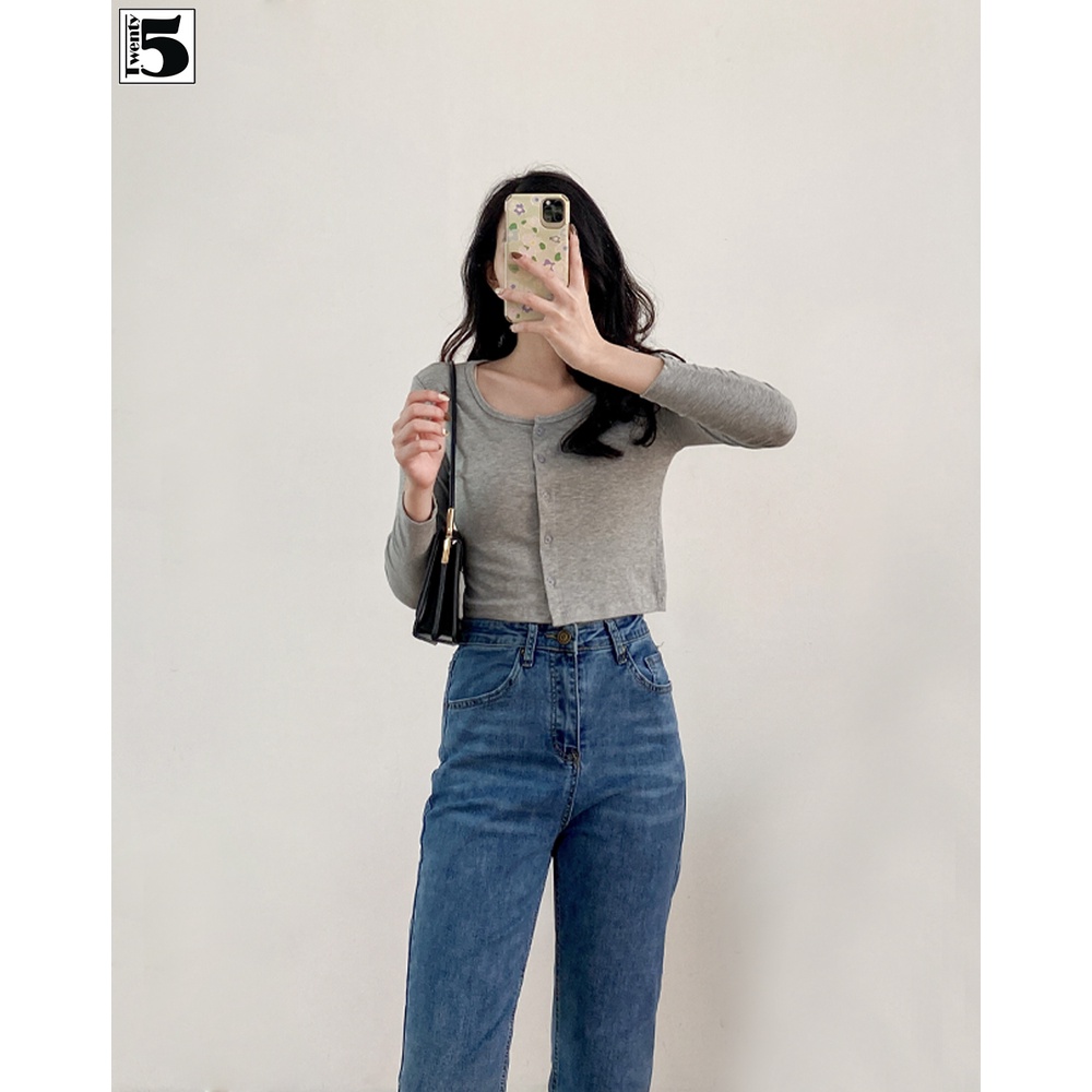 Áo thun dài tay dáng ôm ngắn Twentyfive 3854