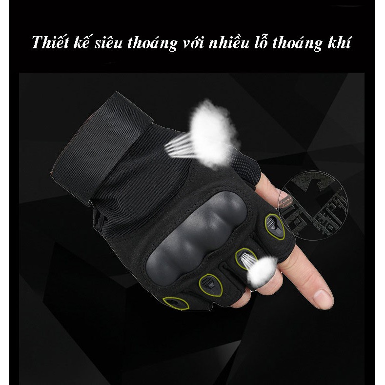 Găng tay hở ngón chống nắng nam nữ đi xe máy đi phượt Oakley