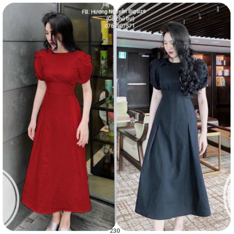 60-90kg BigsizeĐầm cổ tròn tùng xòe D599