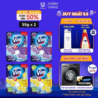 Combo 2 Viên Vệ sinh bồn cầu VIM POWER 5 sạch khuẩn thơm mát 55g/viên