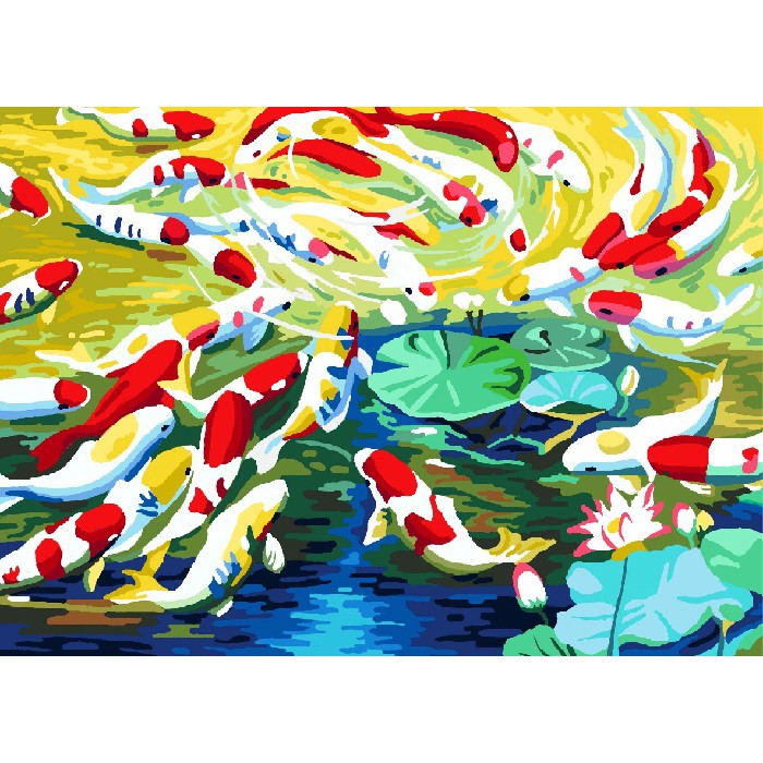 Tranh 40*50cm đã căng khung - TRANH PHONG THỦY - Tranh sơn dầu số hóa tự tô màu theo số