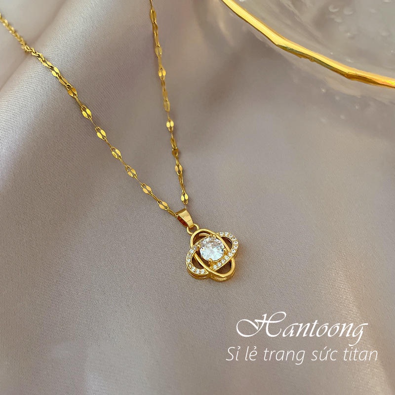 Dây chuyền cỏ 4 lá may mắn chất liệu titan vòng cổ titan nữ thời trang mẫu mới 2022