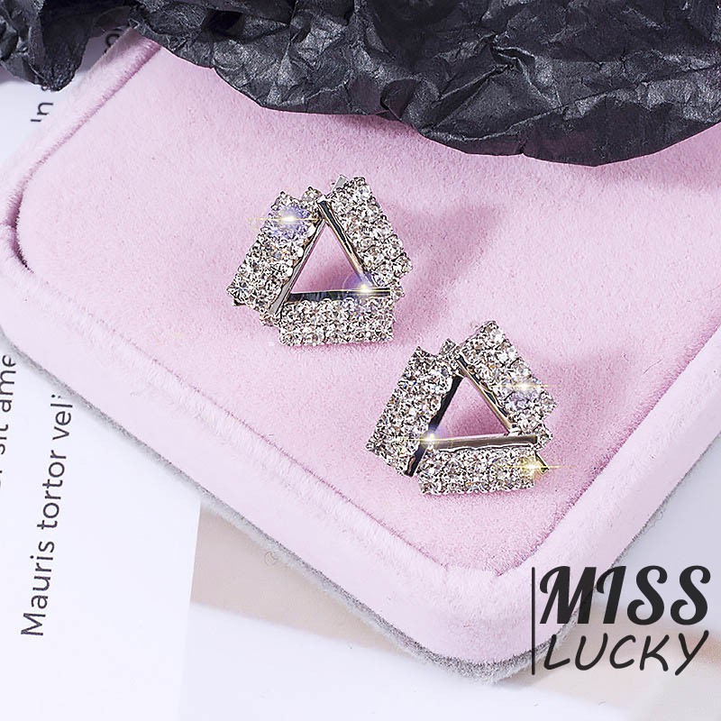 Bông tai hình tam giác đính đá sang trọng thanh lịch dành cho nữ