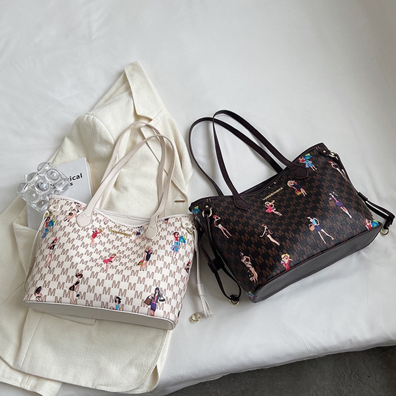 Túi Đeo Vai Cỡ Lớn In Họa Tiết Hoạt Hình Phong Cách Cổ Điển Thời Trang Cho Nữ