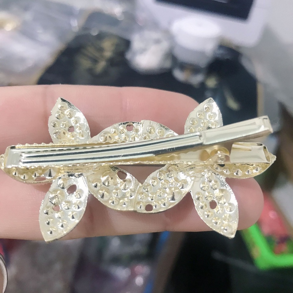 Kẹp Tóc Hình Bướm Đính Đá &amp; Ngọc Trai Giả Thời Trang Kiểu Hàn Quốc 1 Cái