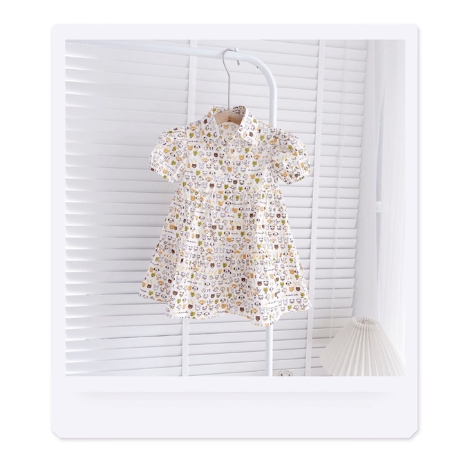 Váy gấu hoa cổ bẻ cho bé gái V4
