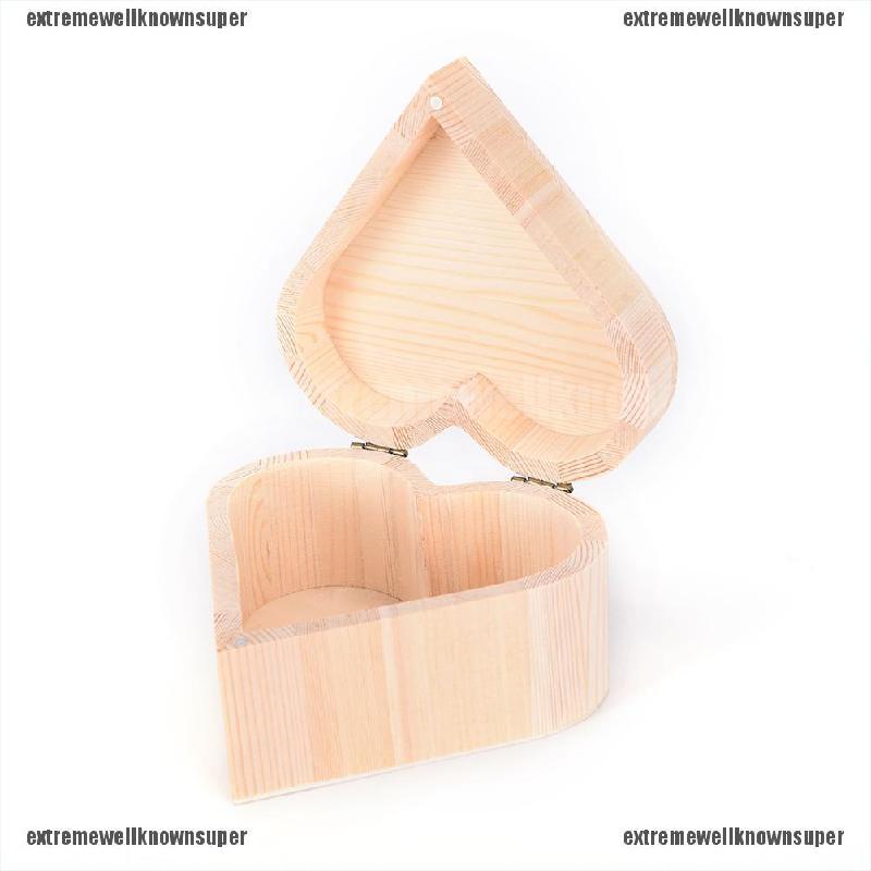 [extremewellknownsuper]Hot Sale	1Pcs Chic Craft Jewelry Love Heart Shape Box Storage Wood Wooden Decoration