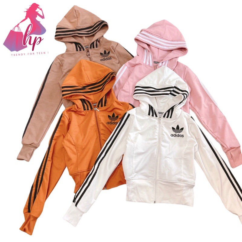 áo khoác nữ lửng thun cotton thêu phối sọc mới 2021 | BigBuy360 - bigbuy360.vn