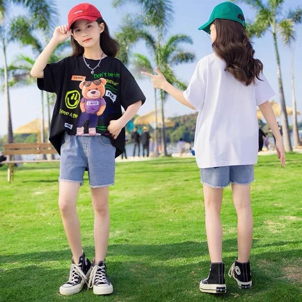 Set áo cộc tay quần sooc bò cho bé gái size đại Bộ đồ mặc hè BEESHOP H23016