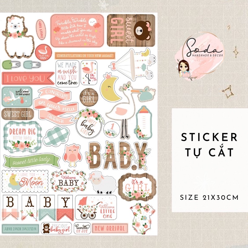 Bộ trang trí Sticker tự cắt chủ đề cho bé