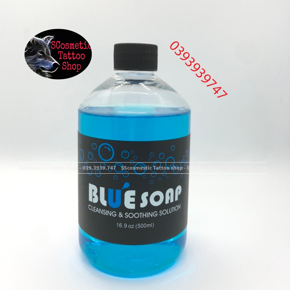 Dung dịch tạo bọt Blue soap 500ml siêu đặc giúp lau chùi mực vệ sinh da trước và sau xăm