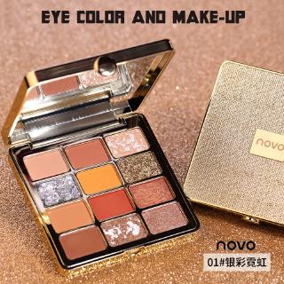 [Hàng mới về] Bảng phấn mắt NOVO 12 màu lì và ánh ngọc trai sang trọng