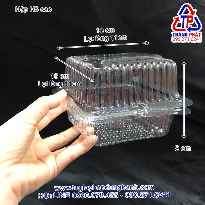 100 Hộp H52 cao đựng bánh ngọt vuông - Hộp đựng bánh bông lan nhỏ